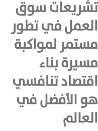 تشريعات سوق العمل في تطور مستمر لمواكبة مسيرة بناء اقتصاد تنافسي هو الأفضل في العالم 