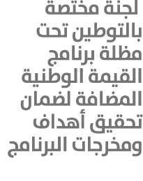  لجنة مختصة بالتوطين تحت مظلة برنامج القيمة الوطنية المضافة لضمان تحقيق أهداف ومخرجات البرنامج