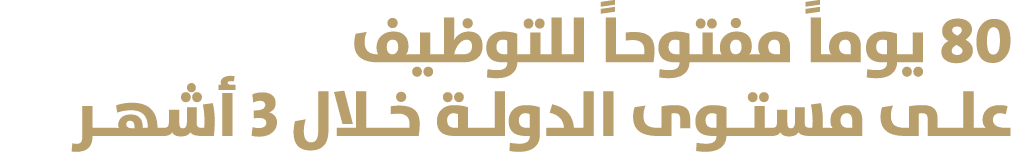 80 يوماً مفتوحاً للتوظيف علـى مستـوى الدولـة خـلال 3 أشهـر 