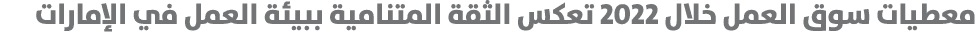 معطيات سوق العمل خلال 2022 تعكس الثقة المتنامية ببيئة العمل في الإمارات 