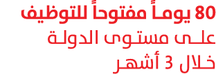 80 يوماً مفتوحاً للتوظيف علـى مستـوى الدولـة خـلال 3 أشهـر 
