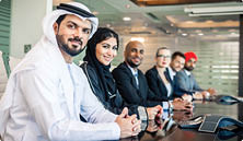 Multicultural business people meeting and talking about business - Multiracial business team meeting