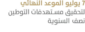 7 يوليو الموعد النهائي لتحقيق مستهدفات التوطين نصف السنوية 