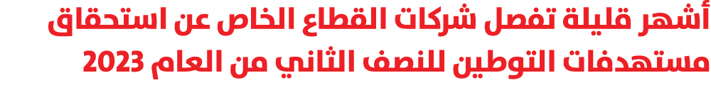 أشهر قليلة تفصل شركات القطاع الخاص عن استحقاق مستهدفات التوطين للنصف الثاني من العام 2023