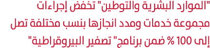 \“الموارد البشرية والتوطين\" تخفض إجراءات مجموعة خدمات ومدد انجازها بنسب مختلفة تصل إلى 100 % ضمن برنامج\" تصفير البي...