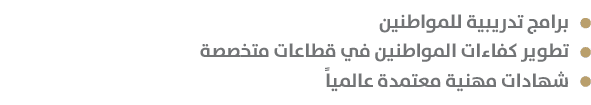  برامج تدريبية للمواطنين تطوير كفاءات المواطنين في قطاعات متخصصة شهادات مهنية معتمدة عالمياً