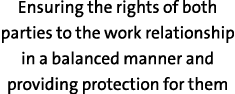 Ensuring the rights of both parties to the work relationship in a balanced manner and providing protection for them