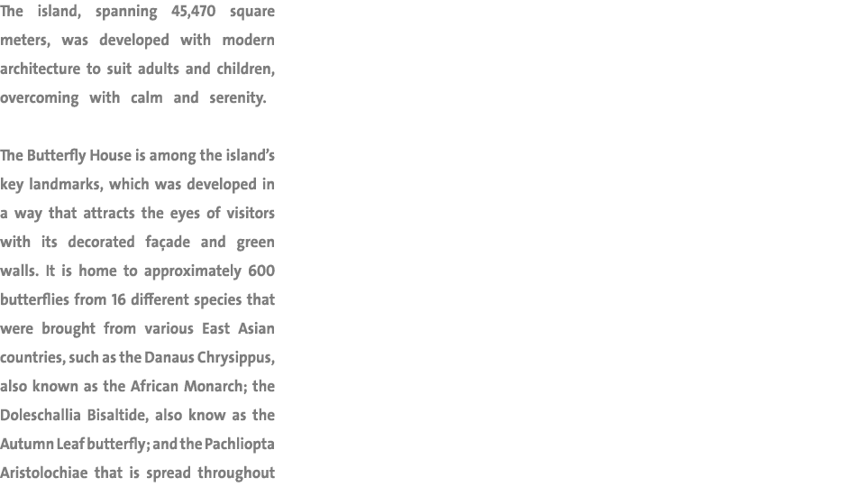 The island, spanning 45,470 square meters, was developed with modern architecture to suit adults and children, overco...
