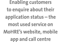 Enabling customers to enquire about their application status – the most used service on MoHRE’s website, mobile app a...