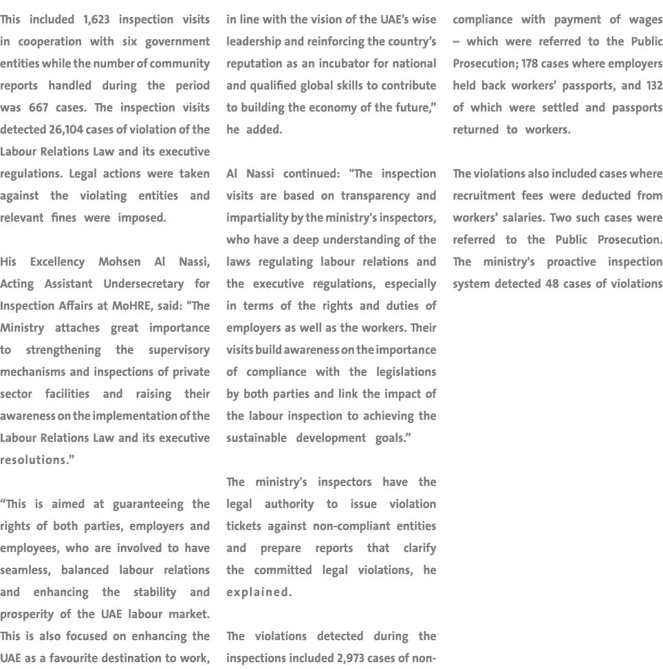 This included 1,623 inspection visits in cooperation with six government entities while the number of community repor...