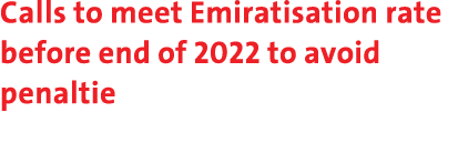 Calls to meet Emiratisation rate before end of 2022 to avoid penaltie