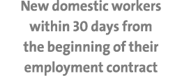 New domestic workers within 30 days from the beginning of their employment contract