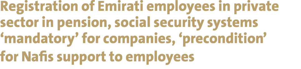 Registration of Emirati employees in private sector in pension, social security systems ‘mandatory’ for companies, ‘p...