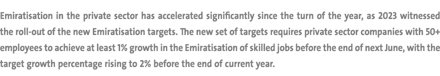 Emiratisation in the private sector has accelerated significantly since the turn of the year, as 2023 witnessed the r...