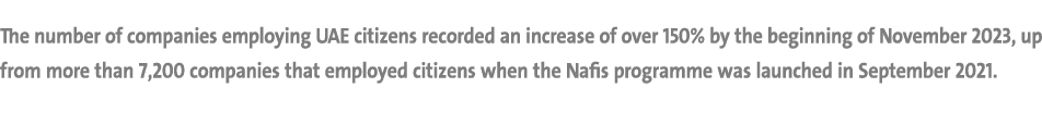 The number of companies employing UAE citizens recorded an increase of over 150% by the beginning of November 2023, u...