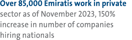 Over 85,000 Emiratis work in private sector as of November 2023, 150% increase in number of companies hiring nationals 