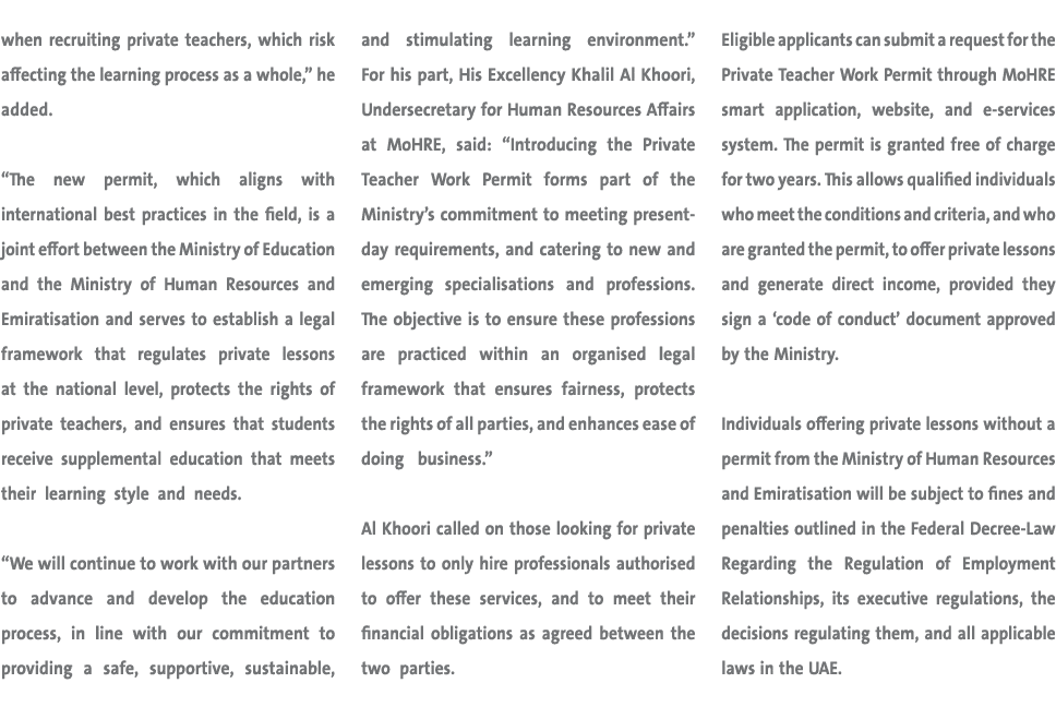 when recruiting private teachers, which risk affecting the learning process as a whole,” he added. “The new permit, w...