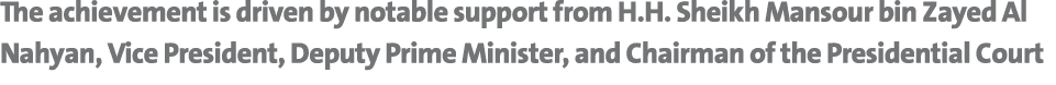The achievement is driven by notable support from H.H. Sheikh Mansour bin Zayed Al Nahyan, Vice President, Deputy Pri...