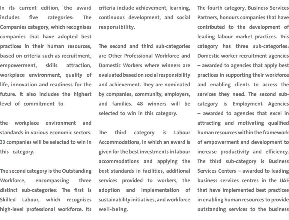 In its current edition, the award includes five categories: The Companies category, which recognises companies that h...