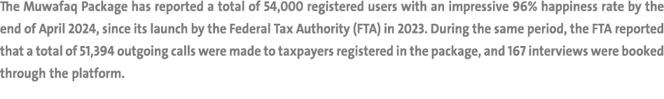The Muwafaq Package has reported a total of 54,000 registered users with an impressive 96% happiness rate by the end ...