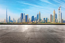 Dubai panaromic view from floor. day view.