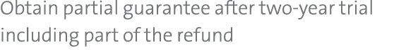 Obtain partial guarantee after two year trial including part of the refund