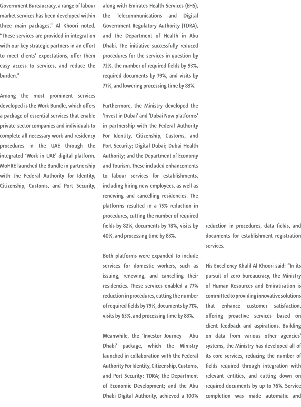 Government Bureaucracy, a range of labour market services has been developed within three main packages,” Al Khoori n...