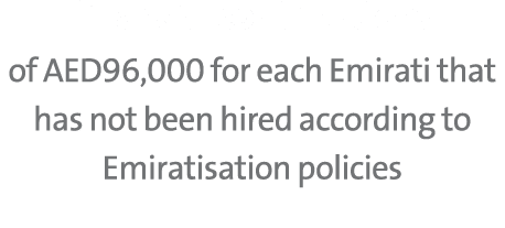 financial contributions of AED96,000 for each Emirati that has not been hired according to Emiratisation policies