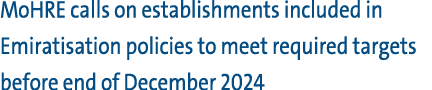 MoHRE calls on establishments included in Emiratisation policies to meet required targets before end of December 2024 