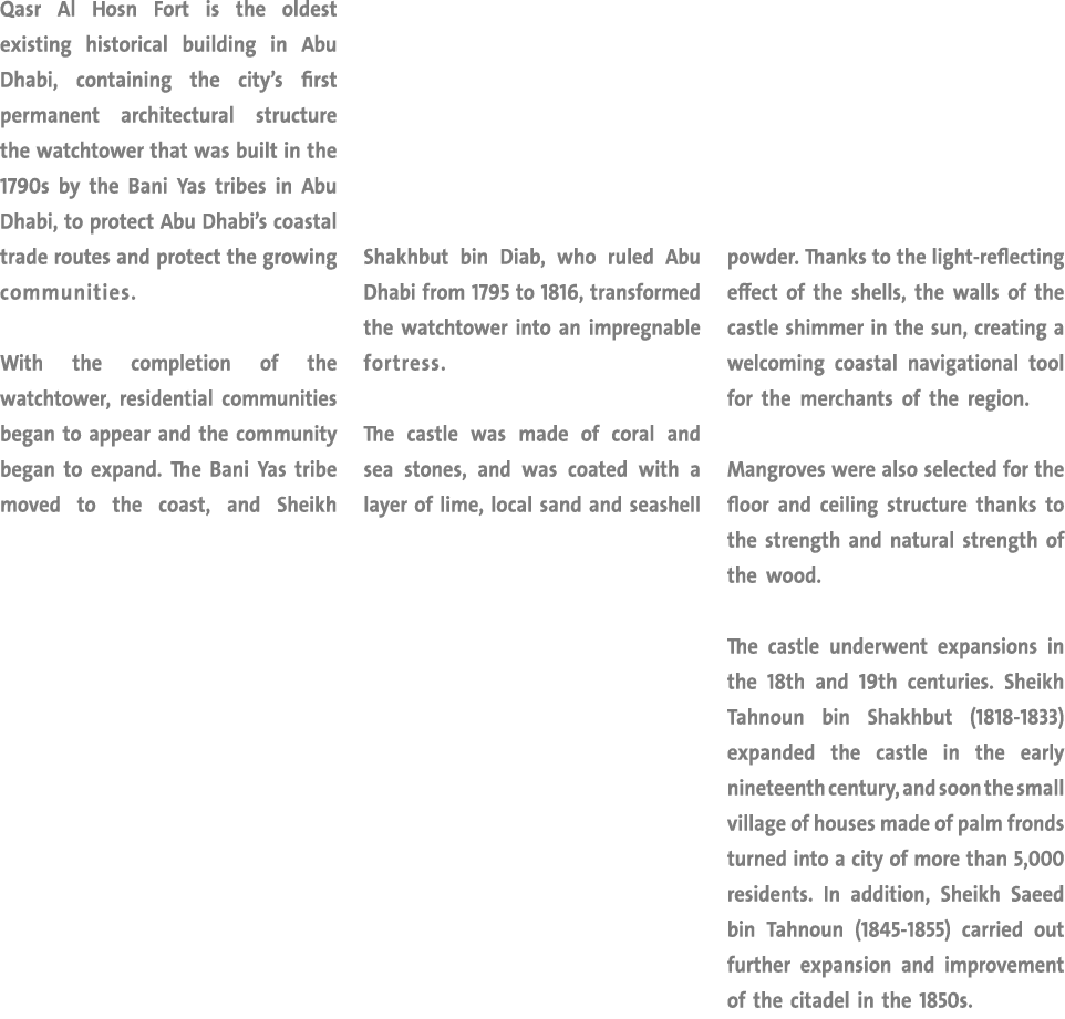 Qasr Al Hosn Fort is the oldest existing historical building in Abu Dhabi, containing the city s first permanent arch   