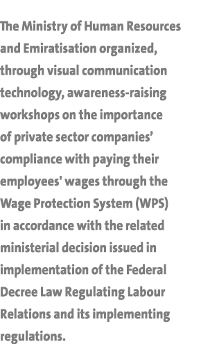 The Ministry of Human Resources and Emiratisation organized, through visual communication technology, awareness-raisi   