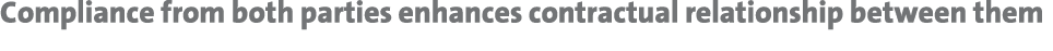 Compliance from both parties enhances contractual relationship between them 