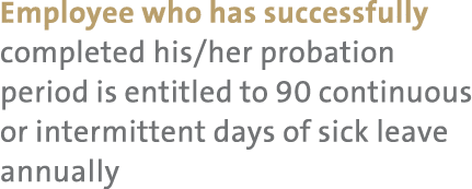 Employee who has successfully completed his/her probation period is entitled to 90 continuous or intermittent days of...