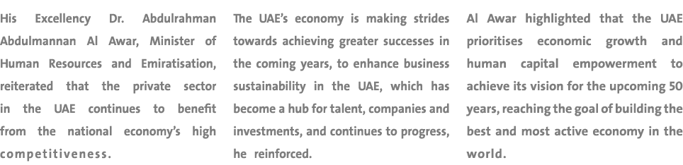 His Excellency Dr. Abdulrahman Abdulmannan Al Awar, Minister of Human Resources and Emiratisation, reiterated that th...